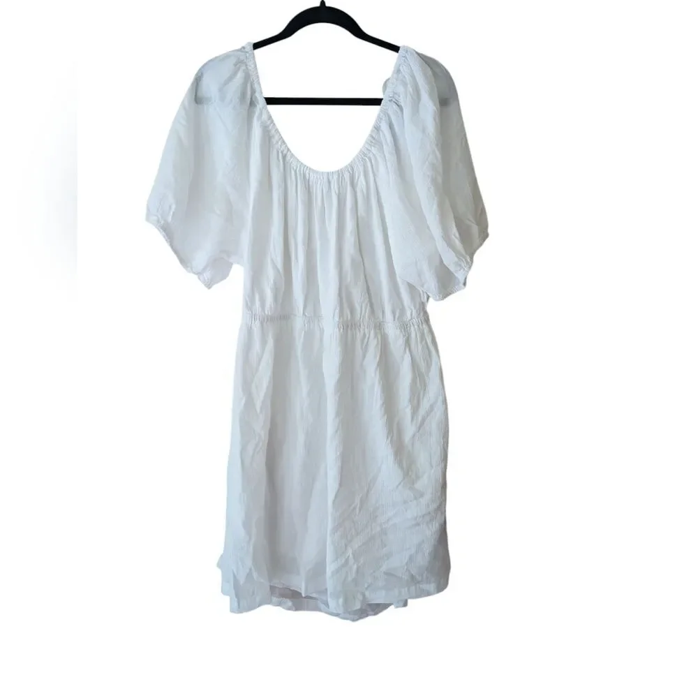 Old Navy White Puff‎ Sleeve Tie Back Cut Out Dress Size XXL